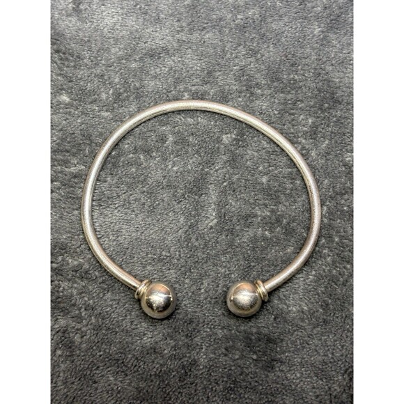Vintage Silver Silver 925 Open Cuff Twist Off End Empty Charm Bracelet - Picture 2 of 5